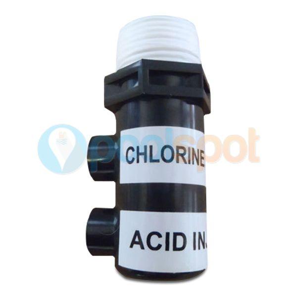 Acid/Chlorine Only Inlet Body (Black) for Pool Lab ASP / PureSilk Chromatalyzer CPS3
