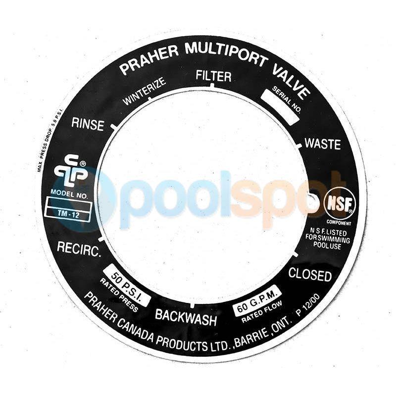Decal / Label for Astral Pool / Hurlcon (Praher) 40mm Multiport Valve (Pre Sept '07)