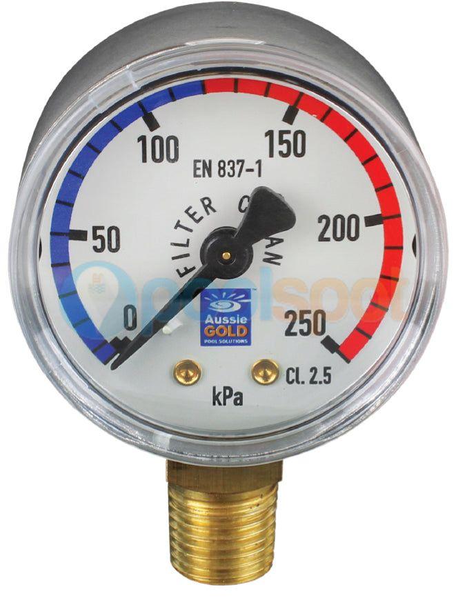 Pressure Gauge - Aussie Gold - S/steel - Lower mount