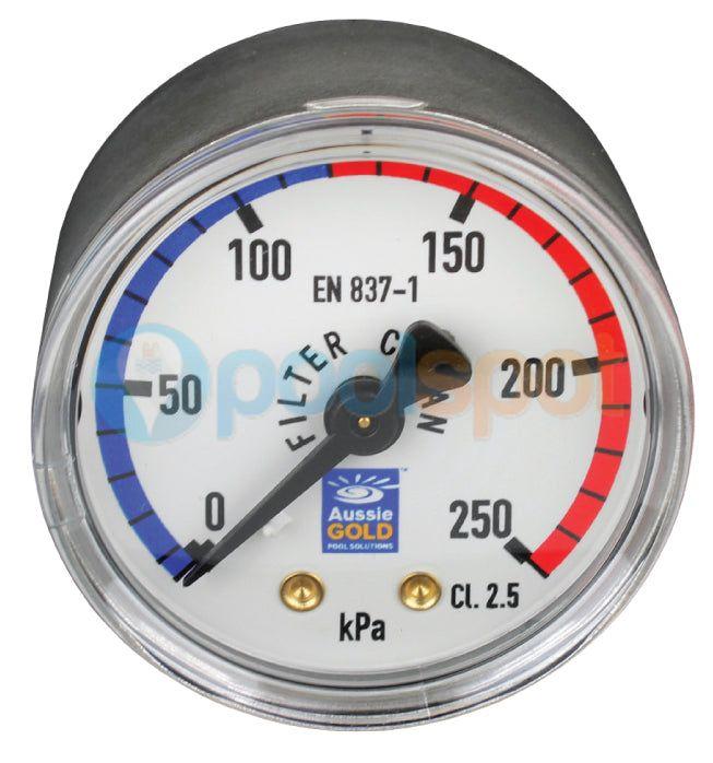 Pressure Gauge - Aussie Gold - S/steel - Centre rear mount