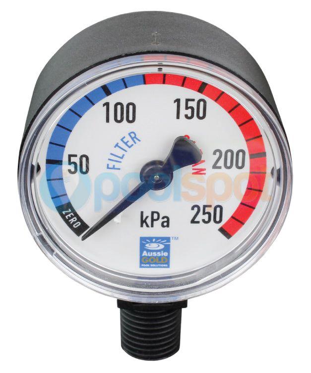Pressure Gauge - Aussie Gold - Plastic - Lower mount